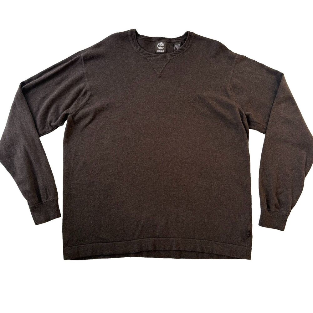Timberland Crew Neck Men's Brown Sweater Size XL Cotton Long Sleeve Pullover